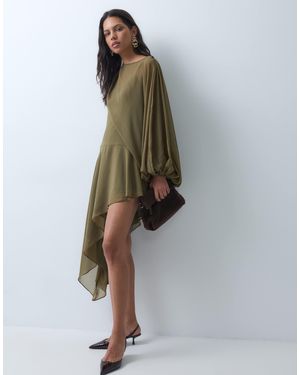 ASOS Chiffon Long Sleeve Bloussant Mini Dress - Green