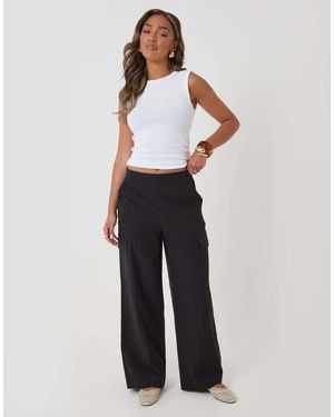 Threadbare Curve Seam Wide Leg Trousers - Black