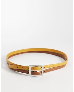 ASOS Waist And Hip Double Buckle Belt - Metallic