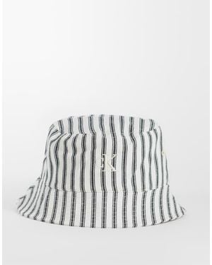 Calvin Klein Gestreepte Bucket Hat - Wit