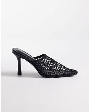 Public Desire Ada Mesh Heeled Mules - Black