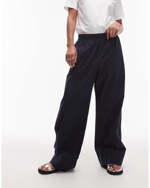 ARKET Poplin Straight Leg Pants With Pull-On Waist - Blue