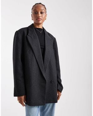 ASOS Asos Design Tall Wool Blend Pinstriped Formal Blazer - Black