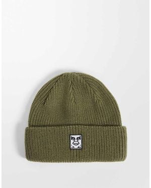Obey Beanie Met Icon Patch, Omslag En Ribbreisel - Groen