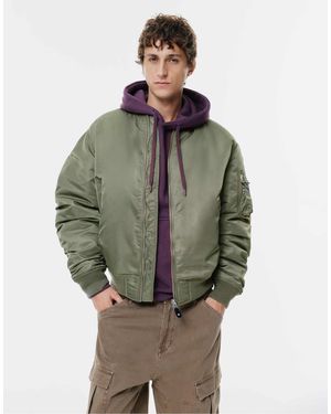 Pull&Bear – stwd – oversize-bomberjacke - Grün