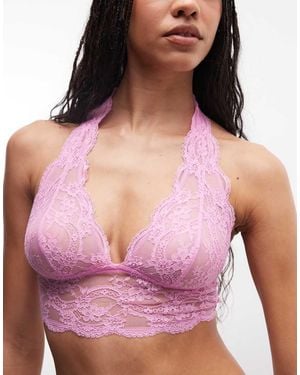 ASOS Lola Lace Halter Neck Bralette - Purple