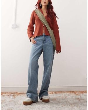 Monki Naoki Low Rise Loose Fit Jeans - Blue