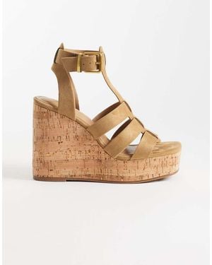 ASOS Cuñas Con Tira En "T" Y Diseño Enrejado Tova De -Neutro - Metálico