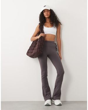 4505 Soft Touch Kick Flare Yoga Legging With Tie Waist Detail - Natural