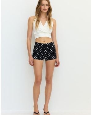 Stradivarius Polka Dot Mini Shorts - Black