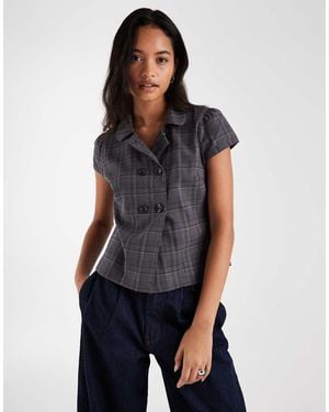 Hollister Short Sleeve Peacoat Button Through Shirt - Blue