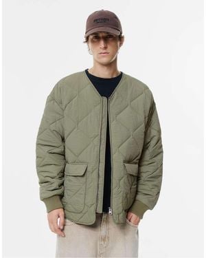 Pull&Bear Lightweight Padded Jacket With Pockets - Green