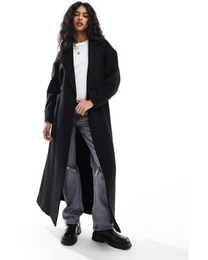 Object Oversized Wool Blend Belted Coat - Black