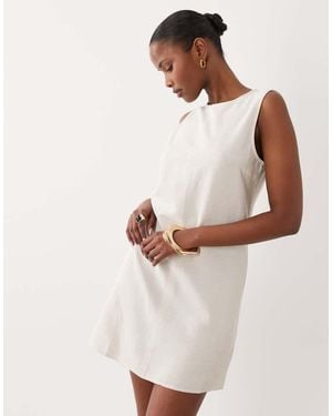 Vila Linen Touch Sleeveless Mini Dress - White