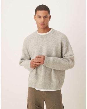ASOS Super Oversized Gebreide Trui Met Vissersribbels En Rechte Pasvorm - Naturel
