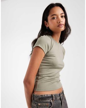Hollister Camiseta Con Diseño Encogido Sin Costuras En-Verde - Marrón