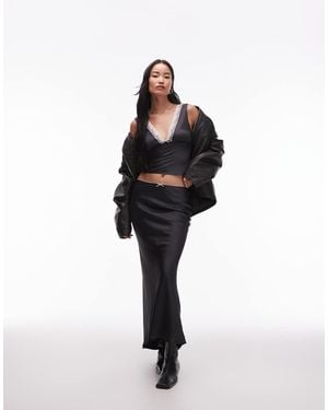 Nia Ravello Midaxi Satin Skirt - Black