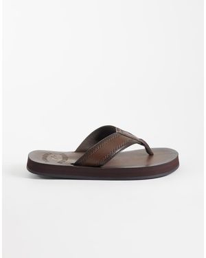 Hollister Faux Leather Thong Flip Flops - Brown