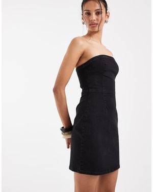 ASOS Denim Bandeau Mini Dress - Brown