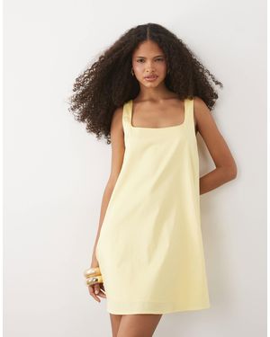 Mango Cotton Rich Scoop Neck Mini Dress - Natural