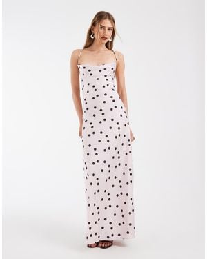 Object Satijnen Maxi Slipdress Met Lage Gekruiste Achterkant - Wit