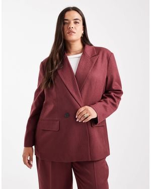 Vero Moda – eleganter blazer mit fischgrätenmuster - Rot