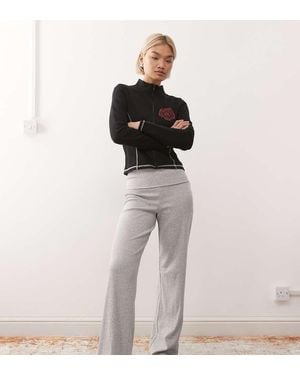 Collusion Pantalones De Campana Gris Jaspeado Para Yoga Con Cintura Plegada De Canalé De