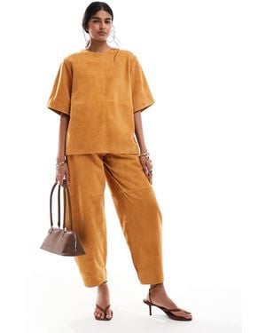 ASOS Suede Barrel Pants Co-Ord - Orange