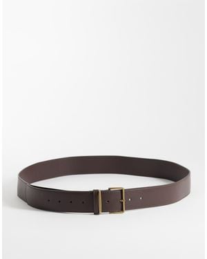 ASOS Asos Design Curve Waist And Hip Wide Square Buckle Belt - Brown
