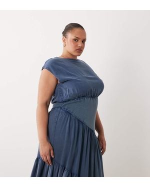 ASOS Asos Design Curve Sleeveless Slash Neck Hybrid Maxi Dress - Blue