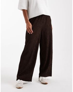 New Look Pantalon texturé ample - marron - Blanc