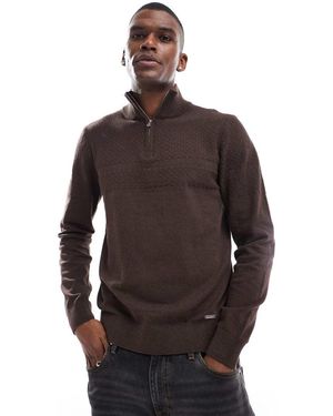 Threadbare Jersey Marrón Con Cremallera Corta De