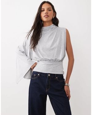 ASOS One Draped Sleeve Jersey Top - Blue