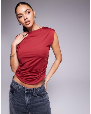 ASOS Double Layer Ruched Side Top - Red
