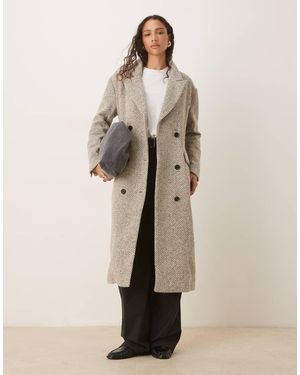 Glamorous Elegante Oversized Jas Met Visgraatmotief - Naturel