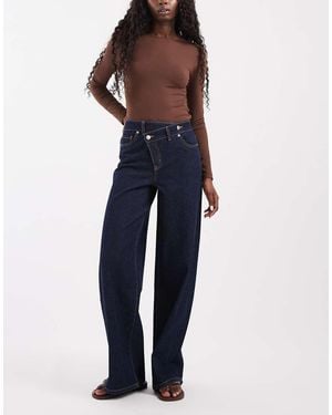Vero Moda Rae Wide Leg Cross Over Waist Jeans - Blue