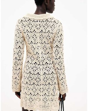 NA-KD Knitted Crochet Mini Dress - White