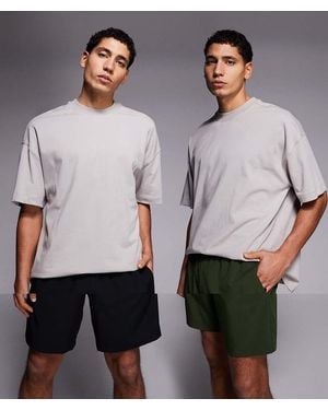 4505 Icon 7 Inch Quick Dry Training Shorts With Zip Pockets 2 Pack - Grey