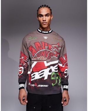 Aape By A Bathing Ape Aape By A Bathing Ape Long Sleeve Motocross T-shirt - Grey