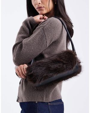 ASOS Faux Fur Shoulder Bag - Gray