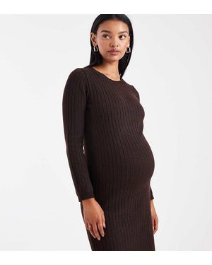 Mama.licious Mamalicious Maternity Knitted Rib Tie Waist Mini Dress - Black