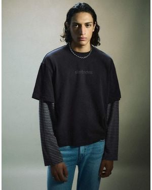 Bershka Double-sleeve Stud T-shirt - Blue