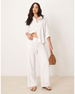 Jdy Wide Leg Tie Waist Linen Mix Pants Co-ord - Natural