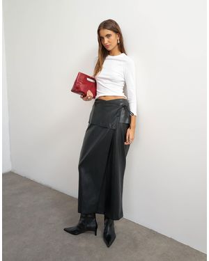 TOPSHOP Faux Leather Wrap Tie Detail Maxi Skirt - Grey