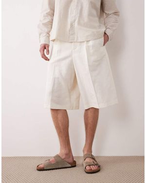 ASOS Linen Rich Oversized Bermuda Dress Shorts - Natural