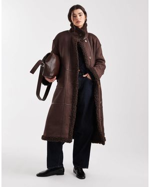 Object Borg Lined Faux Shearling Reversible Maxi Coat - Multicolour