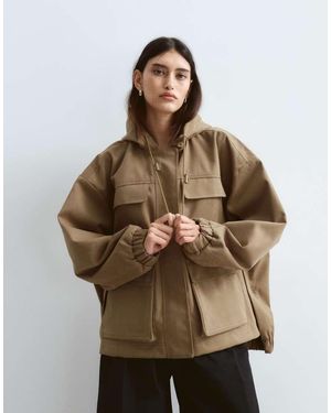 ARRANGE Giacca Cargo Oversize Premium Color Kaki - Marrone
