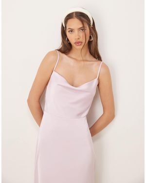 Vila Satin Cowl Neck Maxi Dress - Purple