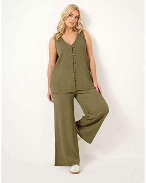 Yours Clothing Textured Waistcoat - Green