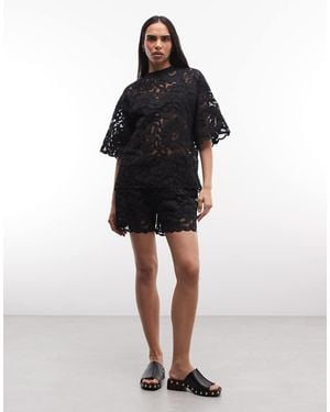 AllSaints Amelie Co-Ord Floral Lace Shorts - Black